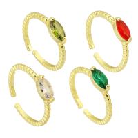 Kubieke zirconia messing ringen, hoge kwaliteit gold plated, Verstelbare & micro pave zirconia & voor vrouw, meer kleuren voor de keuze, 9x4mm, Maat:6, Verkocht door PC
