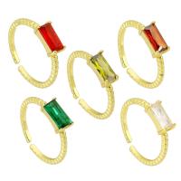 Sześciennych cyrkon Brass Ring Finger, Mosiądz, wysokiej jakości chromowana w kolorze złotym, Regulowane & mikro utorować cyrkonia & dla kobiety, dostępnych więcej kolorów, 9x5mm, rozmiar:6, sprzedane przez PC