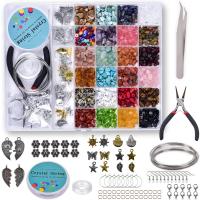 Pedra natural Conjunto de ferramentas de fabricação de joias, with Caixa plástica, DIY, cores misturadas, 235.50x190x18mm, vendido por box