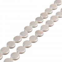Muschelkern Perle, flache Runde, verschiedene Größen vorhanden, weiß, frei von Nickel, Blei & Kadmium, verkauft per ca. 15.75 ZollInch Strang