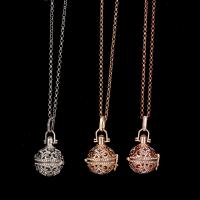 Collar medallón flotante, metal, chapado, para mujer & con diamantes de imitación & hueco, más colores para la opción, libre de níquel, plomo & cadmio, 20-30mm, longitud aproximado 38 cm, Vendido por UD