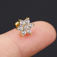 Cubic Zirconia Micro Pave Brass Earring gold color plated & micro pave cubic zirconia & for woman 6mm Sold By PC