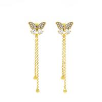 Cubic Zircon (CZ) Drop Earring Zinc Alloy Butterfly plated fashion jewelry & micro pave cubic zirconia & for woman 53mm Sold By Pair