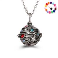 Floating Locket Necklace Brass Round plated & for woman & with rhinestone nickel lead & cadmium free 20-30mm Length Approx 38 cm Sold By PC