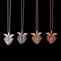 Floating Locket Necklace Brass Heart plated for woman & with rhinestone & hollow nickel lead & cadmium free 20-30mm Length Approx 38 cm Sold By PC