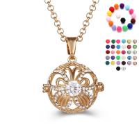Floating Locket Necklace Brass Round plated & for woman & with rhinestone & hollow nickel lead & cadmium free 20-30mm Length Approx 38 cm Sold By PC