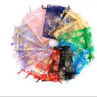 Organza Drawstring Bag Feather hot stamping durable Sold By Bag