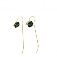 Brass Thread Through Earrings with Crystal Letter D gold color plated Korean style & for woman Sold By Pair