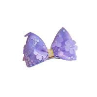 Cloth Bowkont Hair Clip with Sequins & Zinc Alloy Bowknot handmade for children 55mm Sold By PC