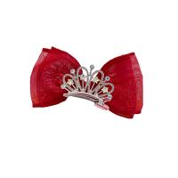 Gauze Bowkont Hair Clip with Zinc Alloy Bowknot handmade for children & with rhinestone 130mm Sold By PC