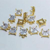 Crystal Pendants with Brass Square KC gold color plated Unisex & faceted 6mm Approx Sold By Bag