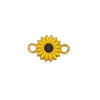 Flower Zinc Alloy Connector Sunflower gold color plated DIY & 1/1 loop yellow nickel lead & cadmium free 20mm Sold By PC