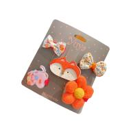 Cloth Children Hair Accessories with Zinc Alloy handmade 5 pieces & for children 40mm 45mm 50mm Sold By PC