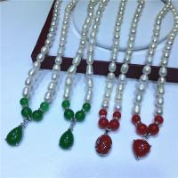 Natural Freshwater Pearl Necklace with Agate Rice for woman 8-9mm Length Approx 42-45 cm Sold By PC