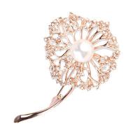 Rhinestone Brooch Zinc Alloy with Plastic Pearl Dandelion plated fashion jewelry & for woman & with rhinestone nickel lead & cadmium free Sold By PC