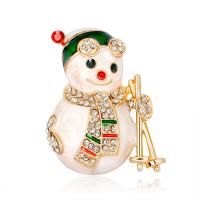 Christmas Brooches Zinc Alloy Snowman KC gold color plated fashion jewelry & for woman & enamel & with rhinestone mixed colors nickel lead & cadmium free Sold By PC