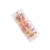 Cloth Children Hair Accessories with Plastic & Zinc Alloy handmade & for children 35mm Sold By Set