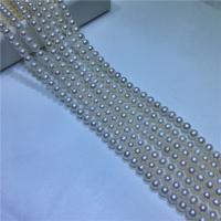 Apvalūs Kultūringas gėlavandenių perlų karoliukai, Gėlo vandens perlų, Turas, Pasidaryk pats, baltas, 7-8mm, Parduota už Apytiksliai 40 cm Strand