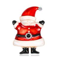 Christmas Brooches Zinc Alloy Santa Claus KC gold color plated fashion jewelry & for woman & enamel & with rhinestone red nickel lead & cadmium free Sold By PC