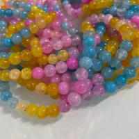 Perle prirodne pucketati ahat, Stan cvjetni agat, Krug, možete DIY & različite veličine za izbor, miješana boja, Prodano Per Približno 14.96 inčni Strand