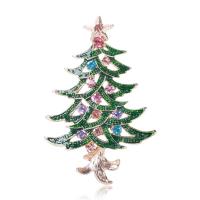 Christmas Brooches Zinc Alloy Christmas Tree gold color plated fashion jewelry & for woman & enamel & with rhinestone nickel lead & cadmium free Sold By PC