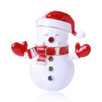 Christmas Brooches Zinc Alloy Snowman gold color plated fashion jewelry & for woman & enamel & with rhinestone white nickel lead & cadmium free Sold By PC