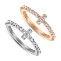 Cubic Zirconia Micro Pave 925 Sterling Silver Rings Letter T plated & micro pave cubic zirconia & for woman 1.50mm US Ring Sold By PC