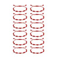 cordón poliéster Pulsera, ajustable, Rojo, longitud 6.7 Inch, 12PCs/Set, Vendido por Set