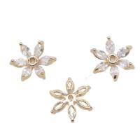 Brass Bead Cap Flower high quality gold color plated micro pave cubic zirconia 13mm Sold By PC