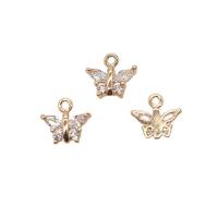 Cubic Zirconia Micro Pave Brass Pendant, Butterfly, high quality gold color plated, micro pave cubic zirconia, 8x8.60mm, Sold By PC