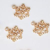 Cubic Zirconia Micro Pave Brass Pendant Snowflake high quality gold color plated micro pave cubic zirconia 14mm Sold By PC