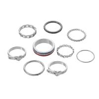 Zinc Alloy Finger Ring platinum color plated 9 pieces & fashion jewelry & for woman & with rhinestone silver color Sold By Set