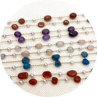 Nerezové ocelové kuličky řetěz, Drahokam, s ABS plast pearl, DIY & různé materiály pro výběr, více barev na výběr, 6x8-8x13mm, 10m/spool, Prodáno By spool