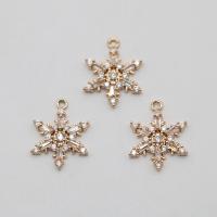 Cubic Zirconia Micro Pave Brass Pendant Snowflake high quality gold color plated micro pave cubic zirconia 13mm Sold By PC