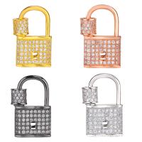 Brass Screw Clasp Lock plated micro pave cubic zirconia Sold By PC