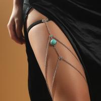 Zinc Alloy Leg Chain with turquoise silver color plated fashion jewelry & for woman nickel lead & cadmium free 80mm Sold By PC