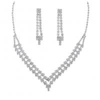 Conjuntos de joyería Rhinestone, metal, chapado en color de plata, diferentes estilos para la opción & para mujer & con diamantes de imitación, plateado, libre de níquel, plomo & cadmio, Vendido por Set
