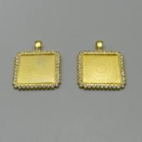 Zinc Alloy Pendant Cabochon Setting Square gold color plated DIY & with rhinestone nickel lead & cadmium free Sold By PC