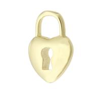 Μενταγιόν Brass Heart, Ορείχαλκος, Κλειδαριά, χρώμα επίχρυσο, DIY, 8x12x3mm, Τρύπα:Περίπου 3mm, Sold Με PC