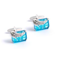 Brass Cufflinks with Crystal Square plated for man & with rhinestone nickel lead & cadmium free Sold By Pair