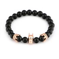Black Agate Bracelet with Brass Iron Man plated fashion jewelry & Unisex Length 18-21 cm Sold By PC
