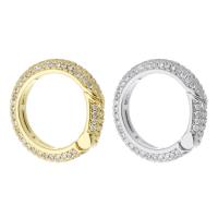 Brass Snap Clasp Donut plated micro pave cubic zirconia Sold By PC
