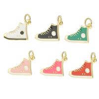 Brass Jewelry Pendants Shoes gold color plated enamel Approx 3mm Sold By PC