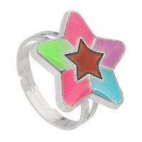 Mood Finger Ring, Tibetan Style, with Lampwork, Star, silver color plated, fashion jewelry & change their color according to the temperature, silver color, nickel, lead & cadmium free, 20x19mm,4mm, US Ring Size:7, Sold By PC