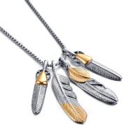 Titanium Steel Pendants Feather gold color plated Unisex Sold By PC