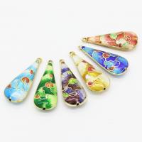 Cloisonne Pendants with Brass Teardrop gold color plated Unisex Sold By PC