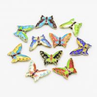 cloisonne perler, med Messing, Butterfly, du kan DIY, flere farver til valg, 15x19mm, Solgt af PC