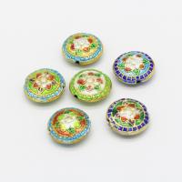 Cloisonne Beads with Brass Flat Round DIY 18mm Approx Sold By Bag