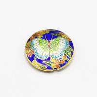Cloisonne Beads with Brass Flat Round DIY 42mm Sold By PC
