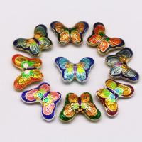 Cloisonne Kralen, met Zinc Alloy, Vlinder, DIY & glazuur, meer kleuren voor de keuze, 22x16mm, Verkocht door PC
